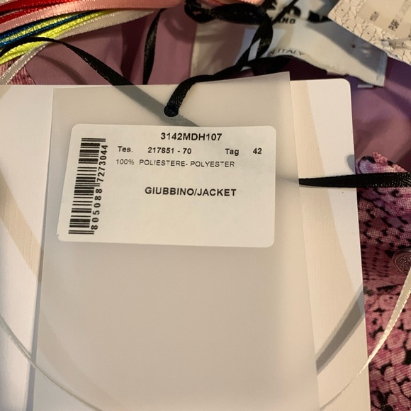 MSGM NWT Purple/Pink Snakeskin Pattern Boxy Bomber Style Jacket Size 42IT / 6US - Picture 8 of 9